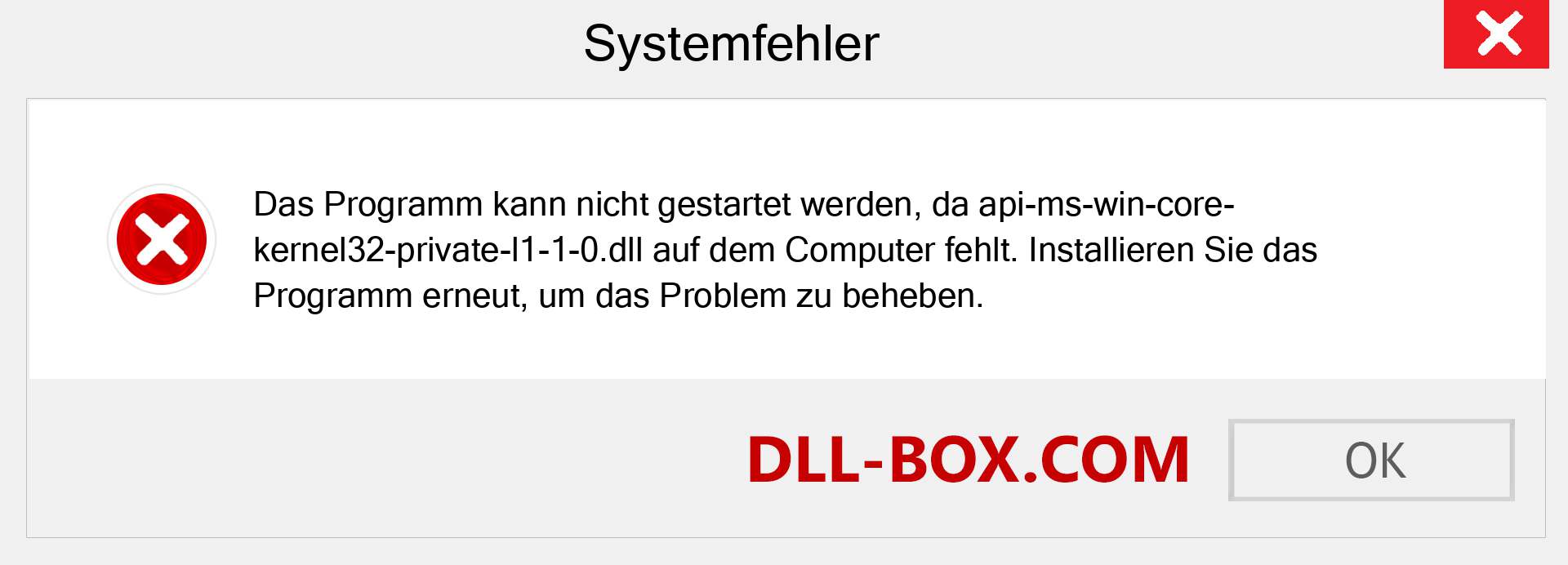 api-ms-win-core-kernel32-private-l1-1-0.dll-Datei fehlt?. Download für Windows 7, 8, 10 - Fix api-ms-win-core-kernel32-private-l1-1-0 dll Missing Error unter Windows, Fotos, Bildern