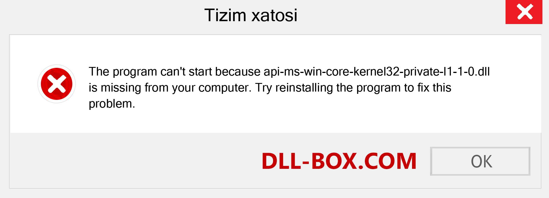 api-ms-win-core-kernel32-private-l1-1-0.dll fayli yo'qolganmi?. Windows 7, 8, 10 uchun yuklab olish - Windowsda api-ms-win-core-kernel32-private-l1-1-0 dll etishmayotgan xatoni tuzating, rasmlar, rasmlar